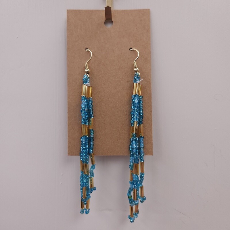 Blue and Gold Earrings