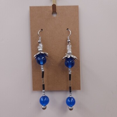 Blue Bead Dangle Earrings