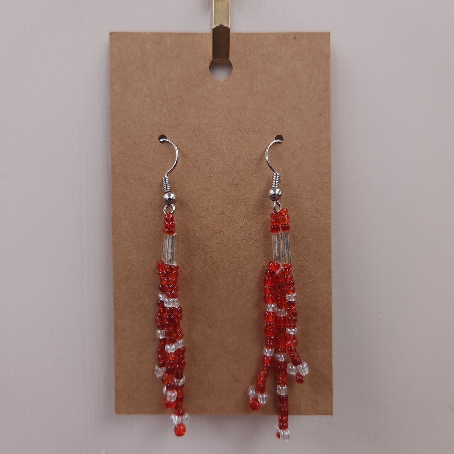Red and Silver Dangle Earrings