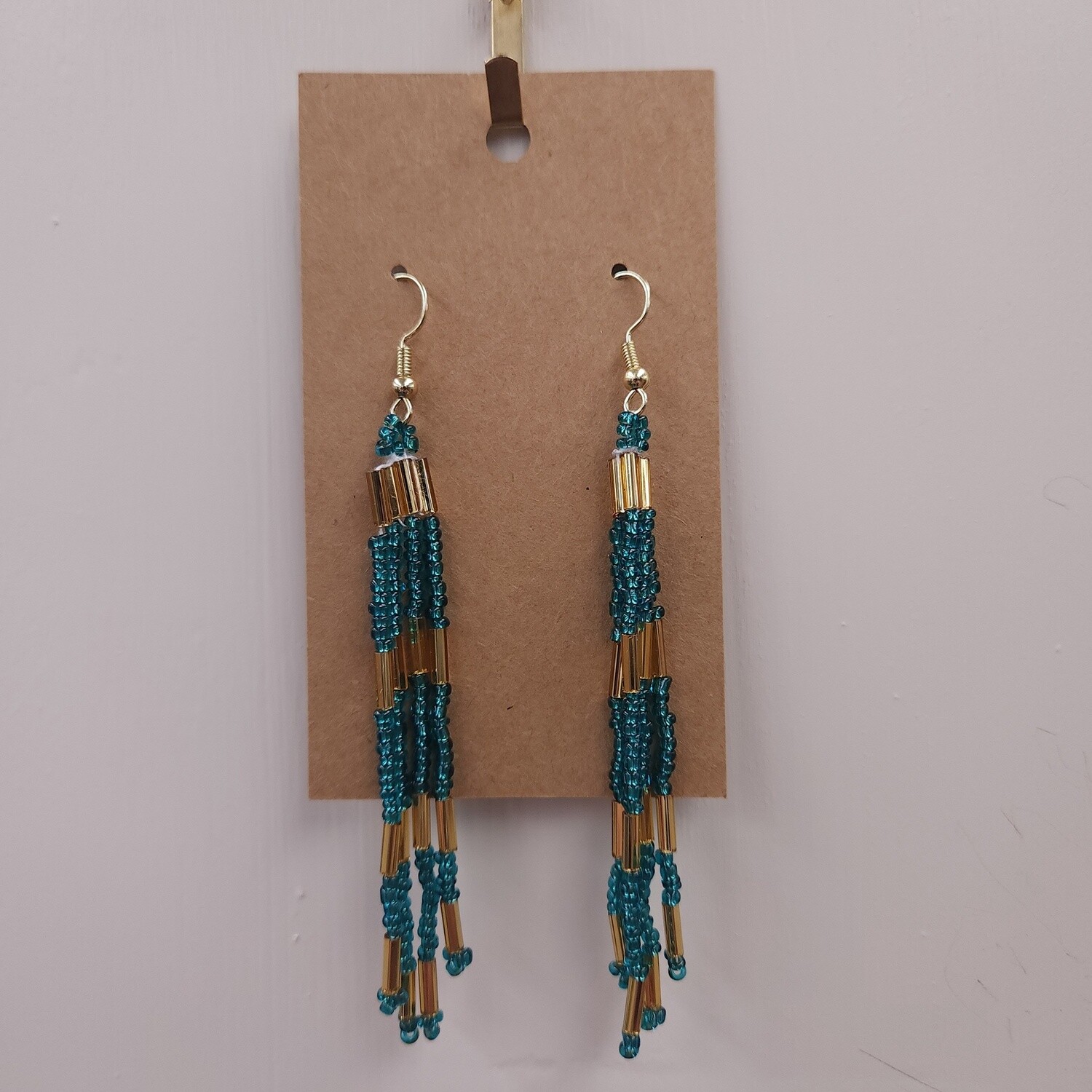 Teal and Gold Earrings