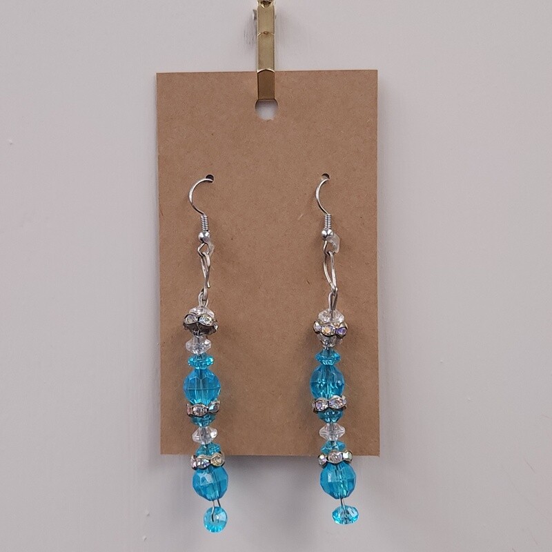 Clear Blue Dangle Earrings