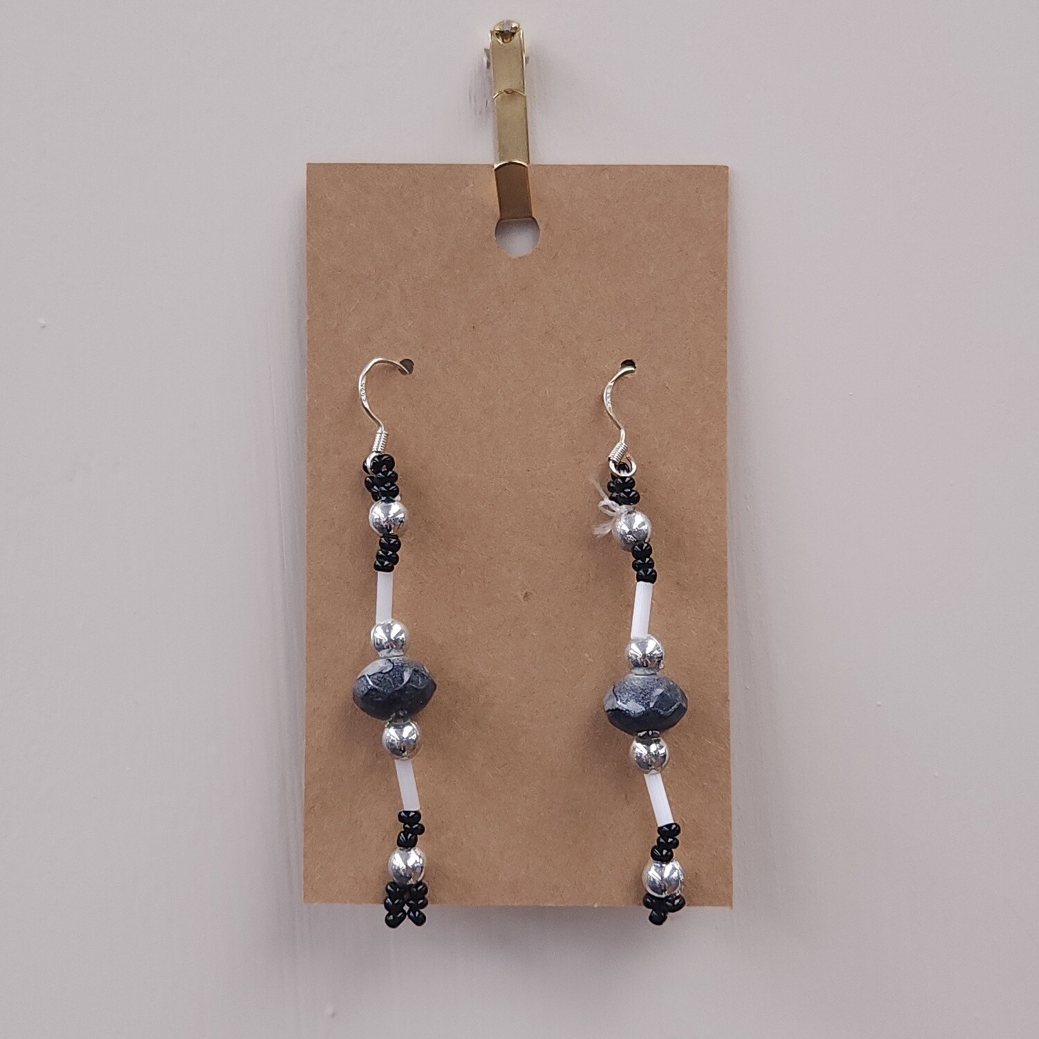 Blue, Blue, and White Earrings