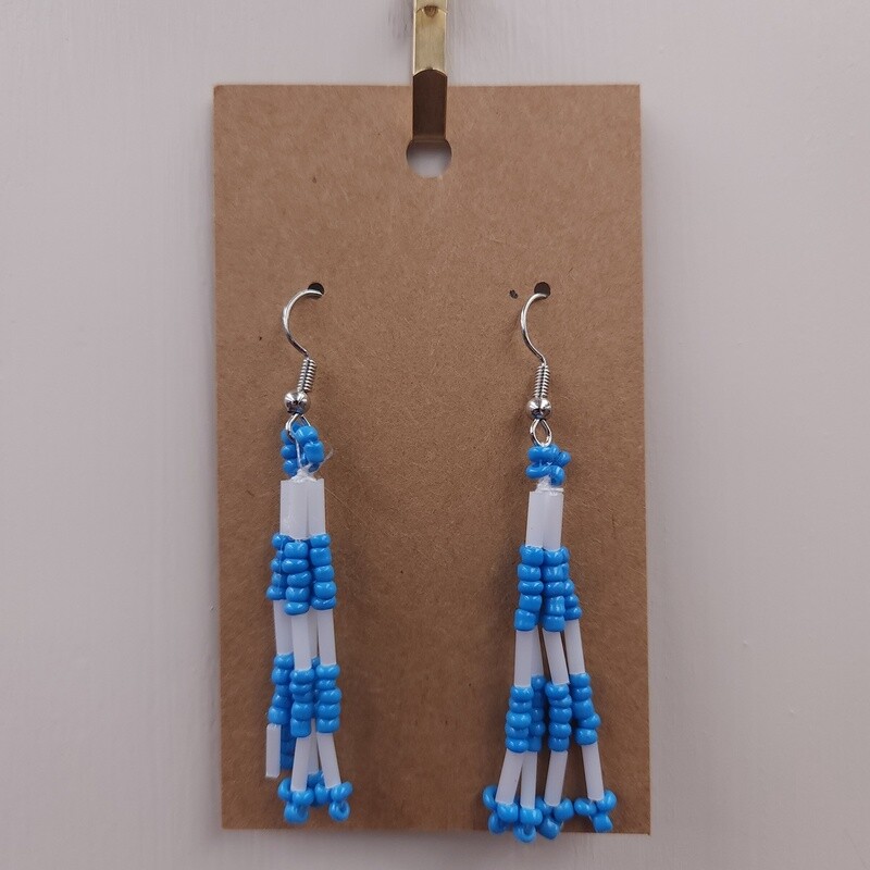 Blue and White Dangle Earrings