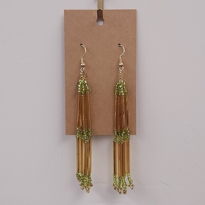 Green and Gold Dangle Earrings