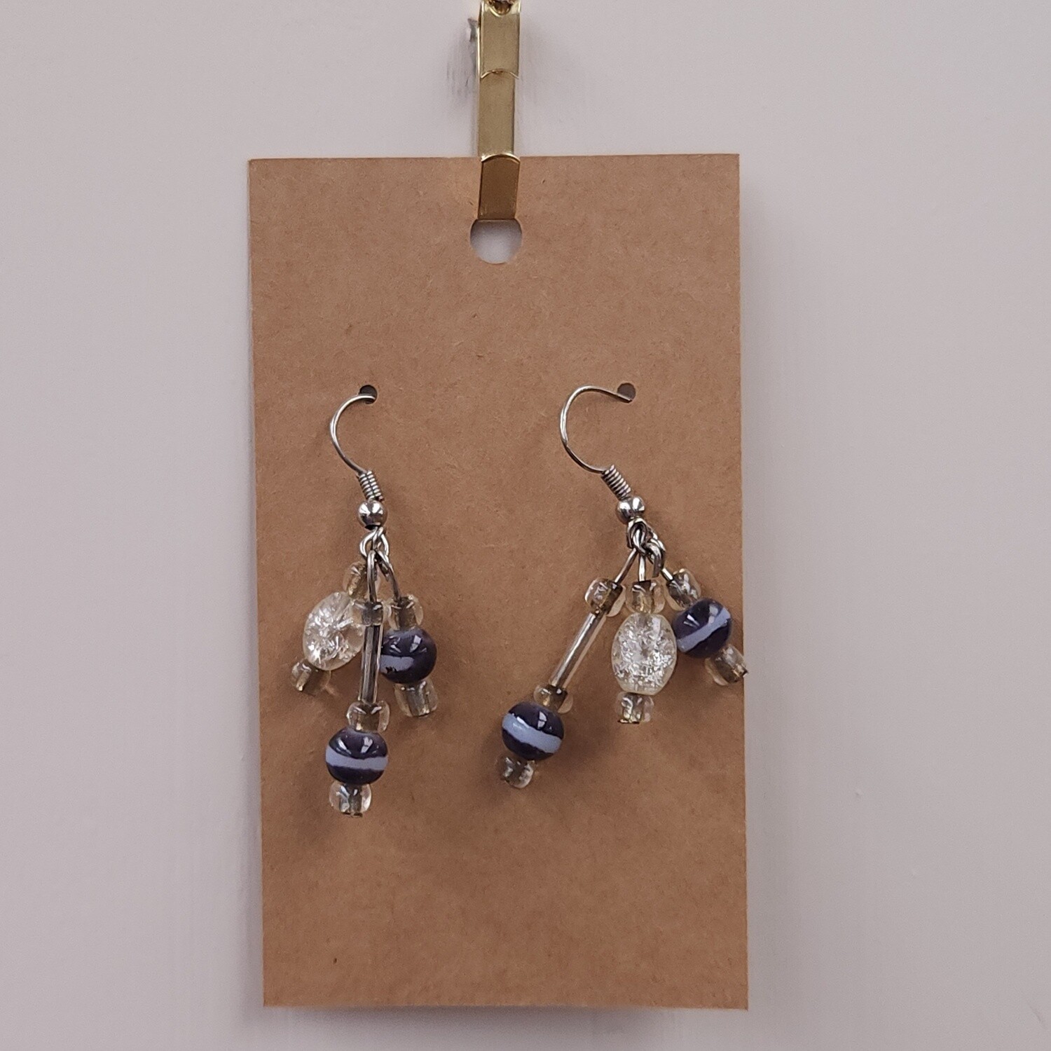 Blue and White Bauble Earrings
