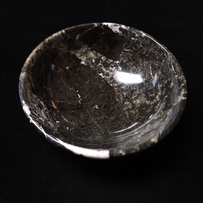 6" Black Zebra Jasper Offering Bowl