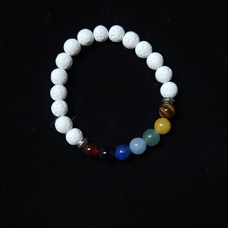7 Chakra White Lava Stone Bracelet