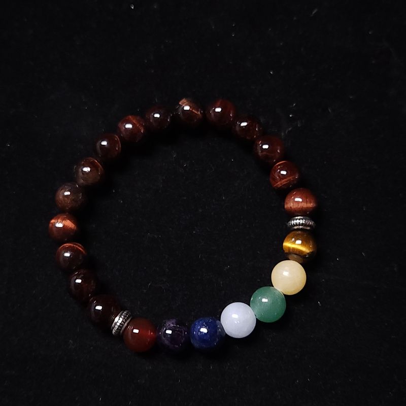 7 Chakra Red Tiger's Eye Bracelet