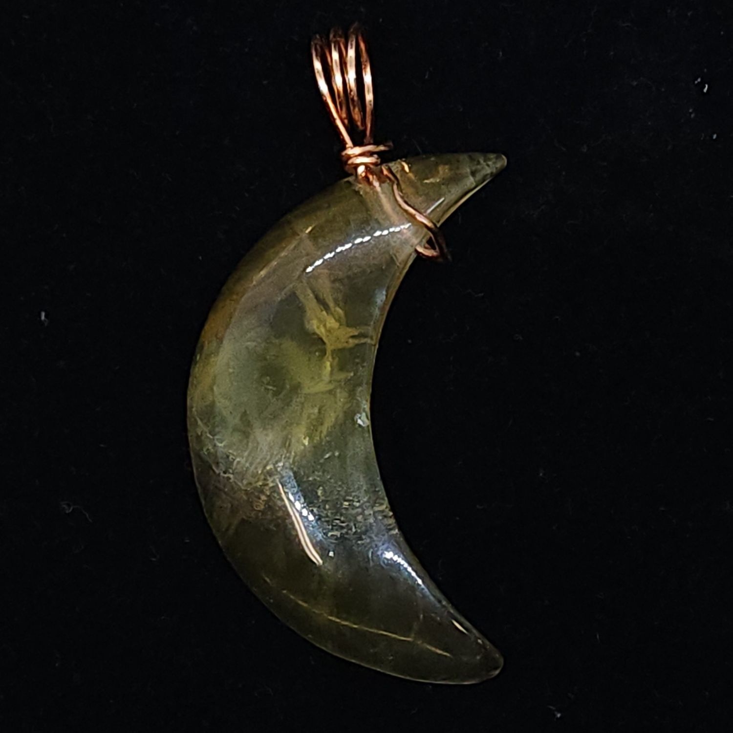 Yellow Fluorite Moon Pendant