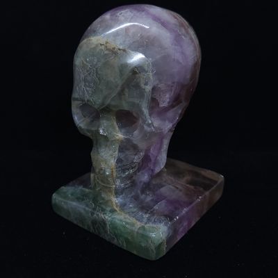 Rainbow Fluorite Skull on base