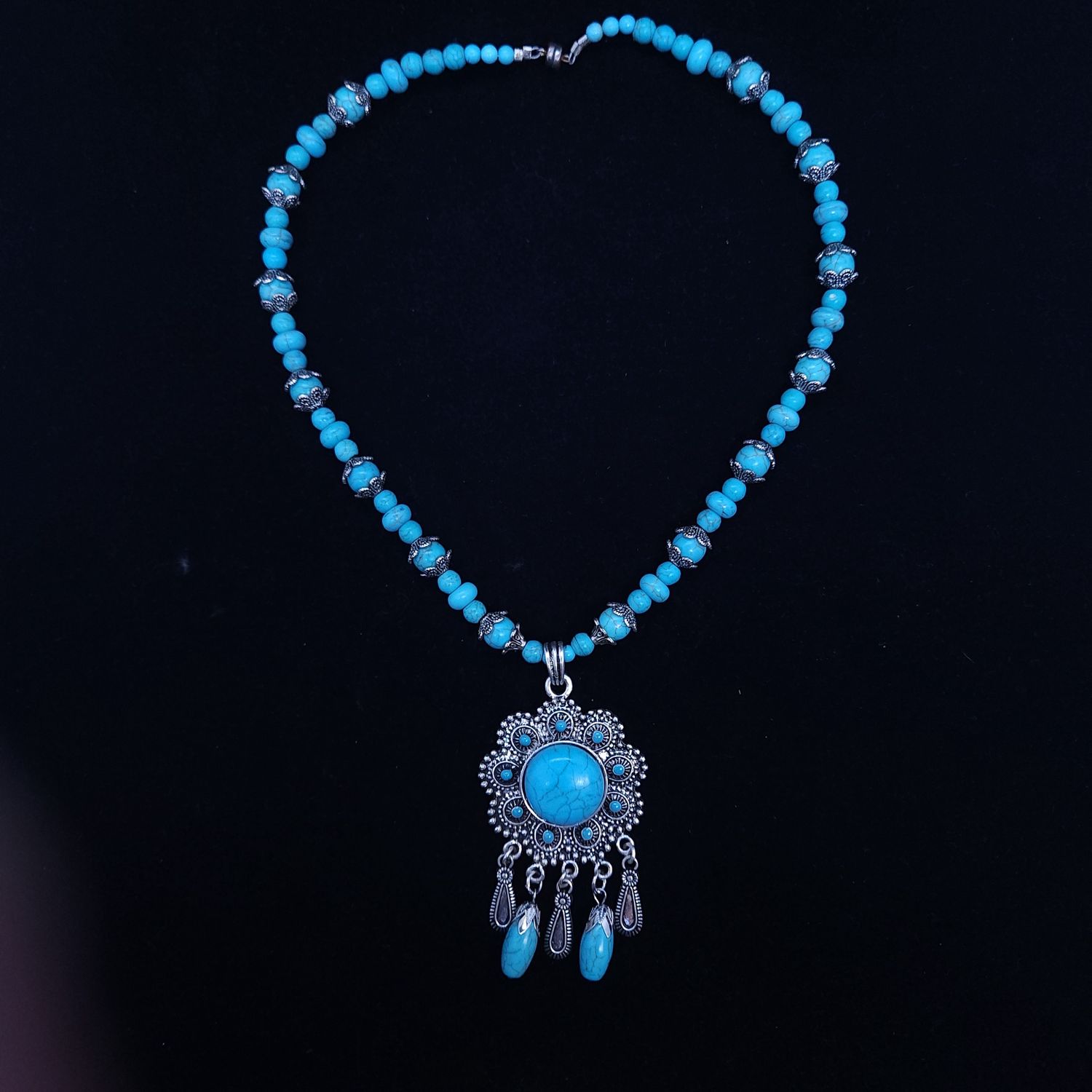 Wagnerite Flower Teardrop Necklace