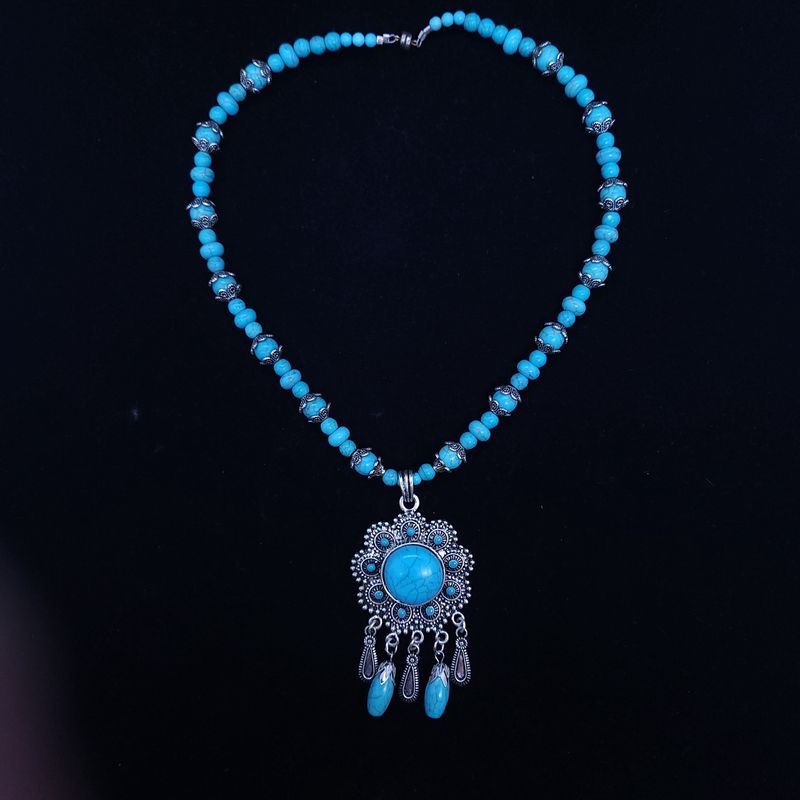 Wagnerite Flower Teardrop Necklace
