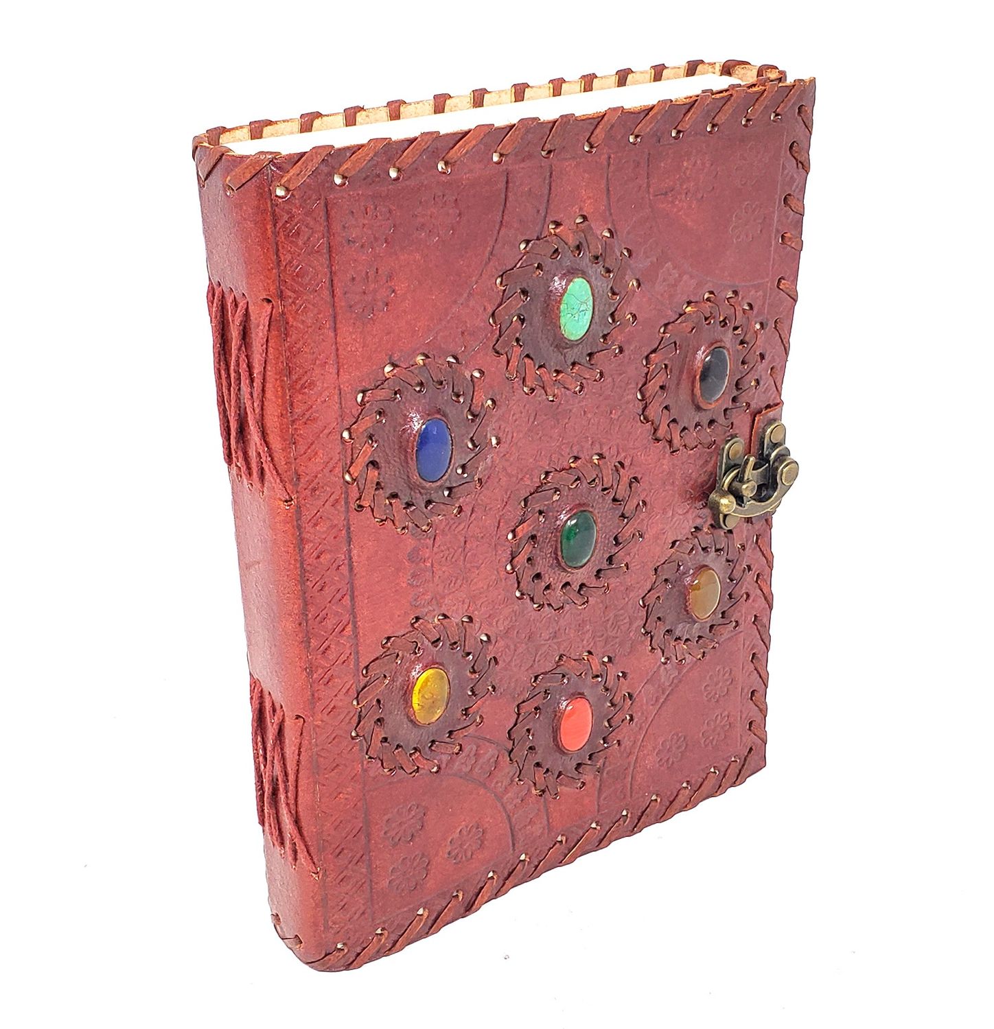 Seven Chakra Leather Journal 6x8" with Latch Closure