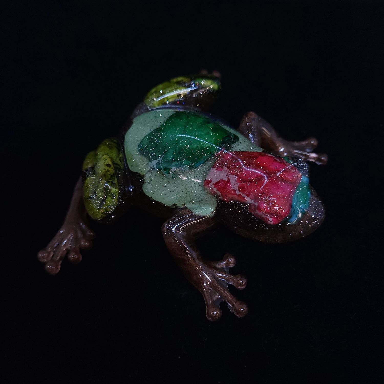 Bog Witch's Blessing Resin Frog Familiar with Turquoise