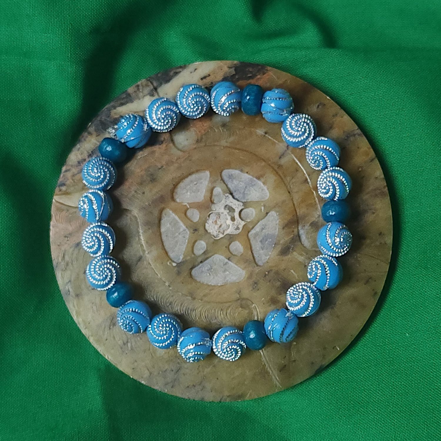Spiral Tide Bracelet — Azure & Silver