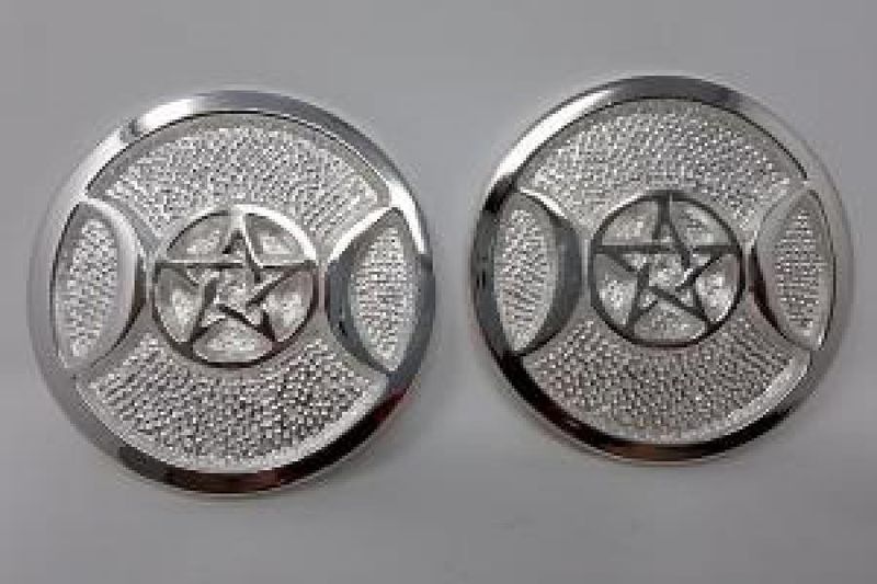 Triple Moon Pentacle Silver-Plated Altar Tile (2-pk)
