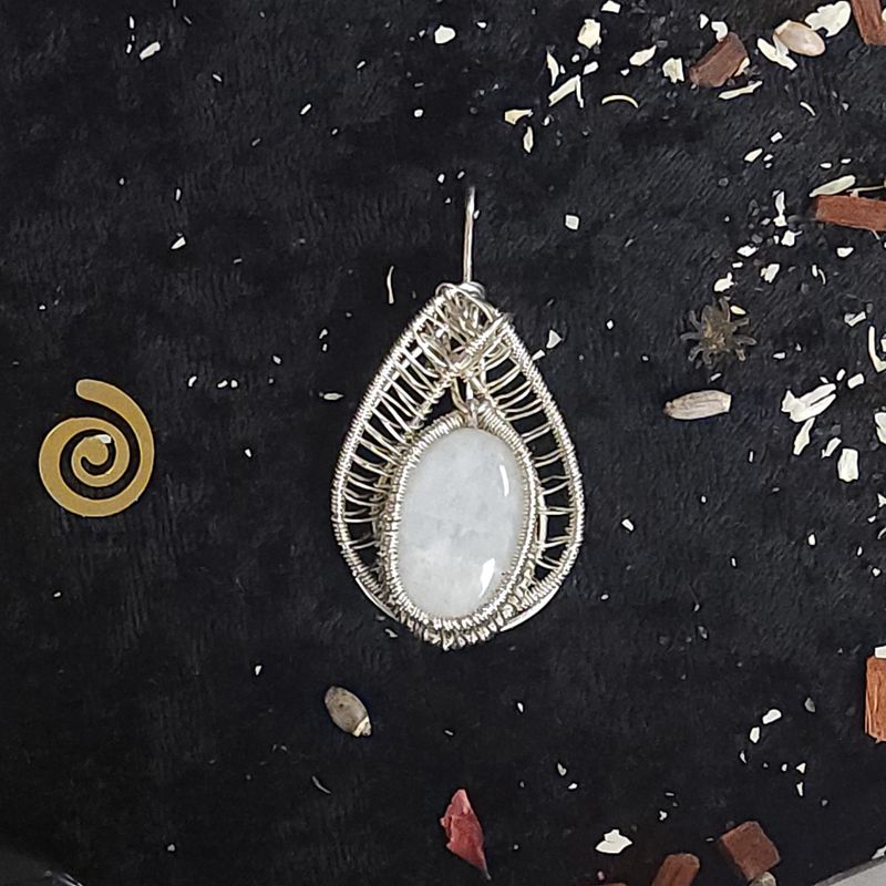 Winter Veil Rainbow Moonstone Pendant