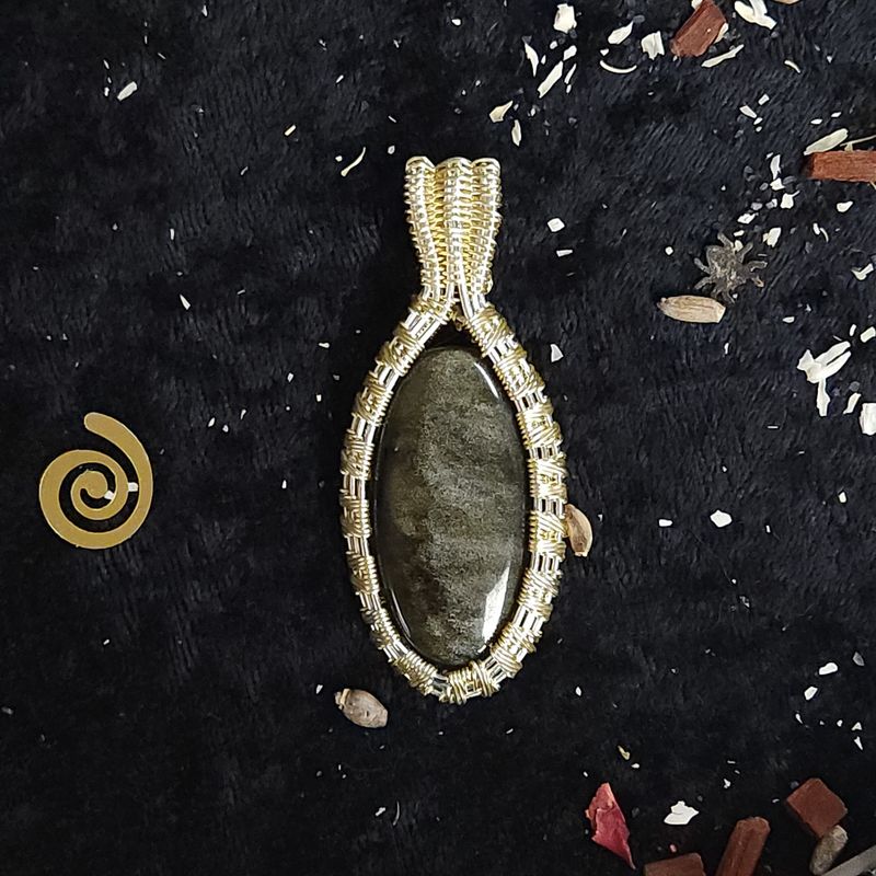Twilight Veil Silver Sheen Obsidian Pendant