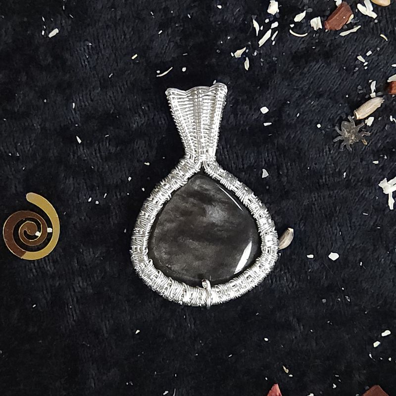 Moonlit Shield Obsidian Pendant