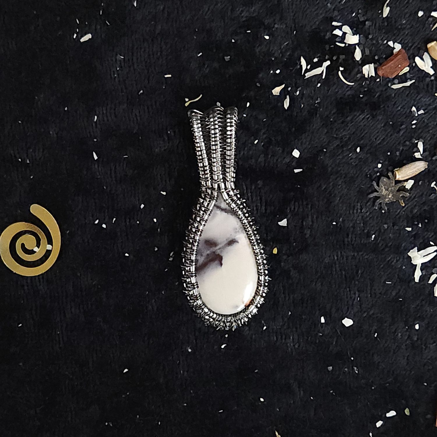 Rose & Shadow Rhodonite Pendant