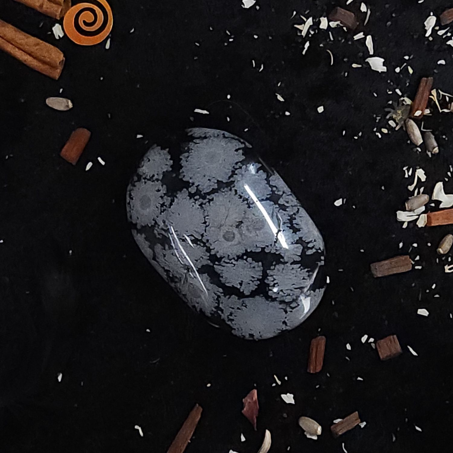 Snowflake Obsidian Palm Stone