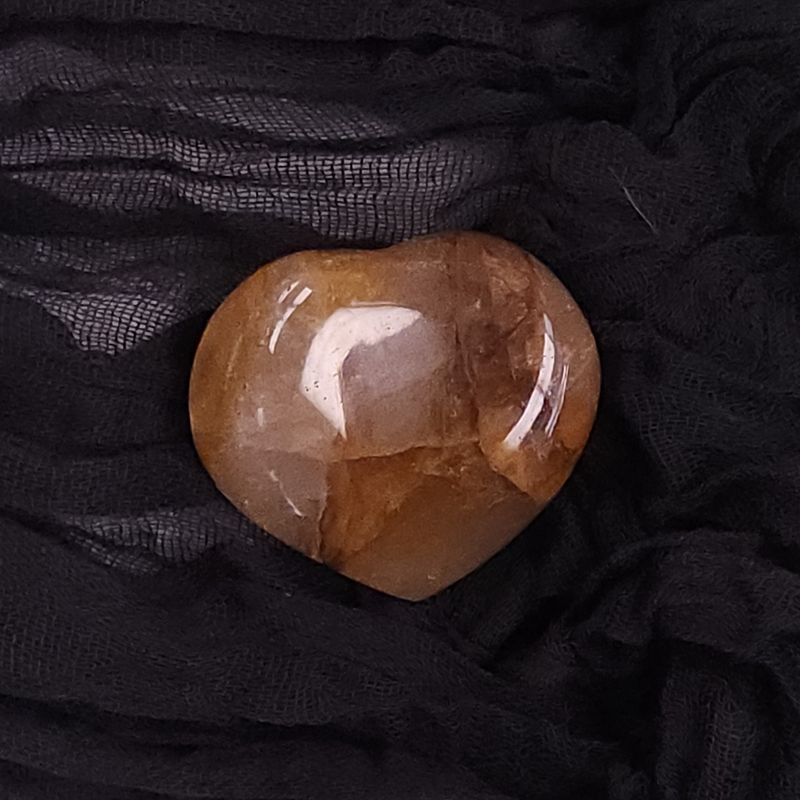 Deep Amber Golden Healer Quartz Heart
