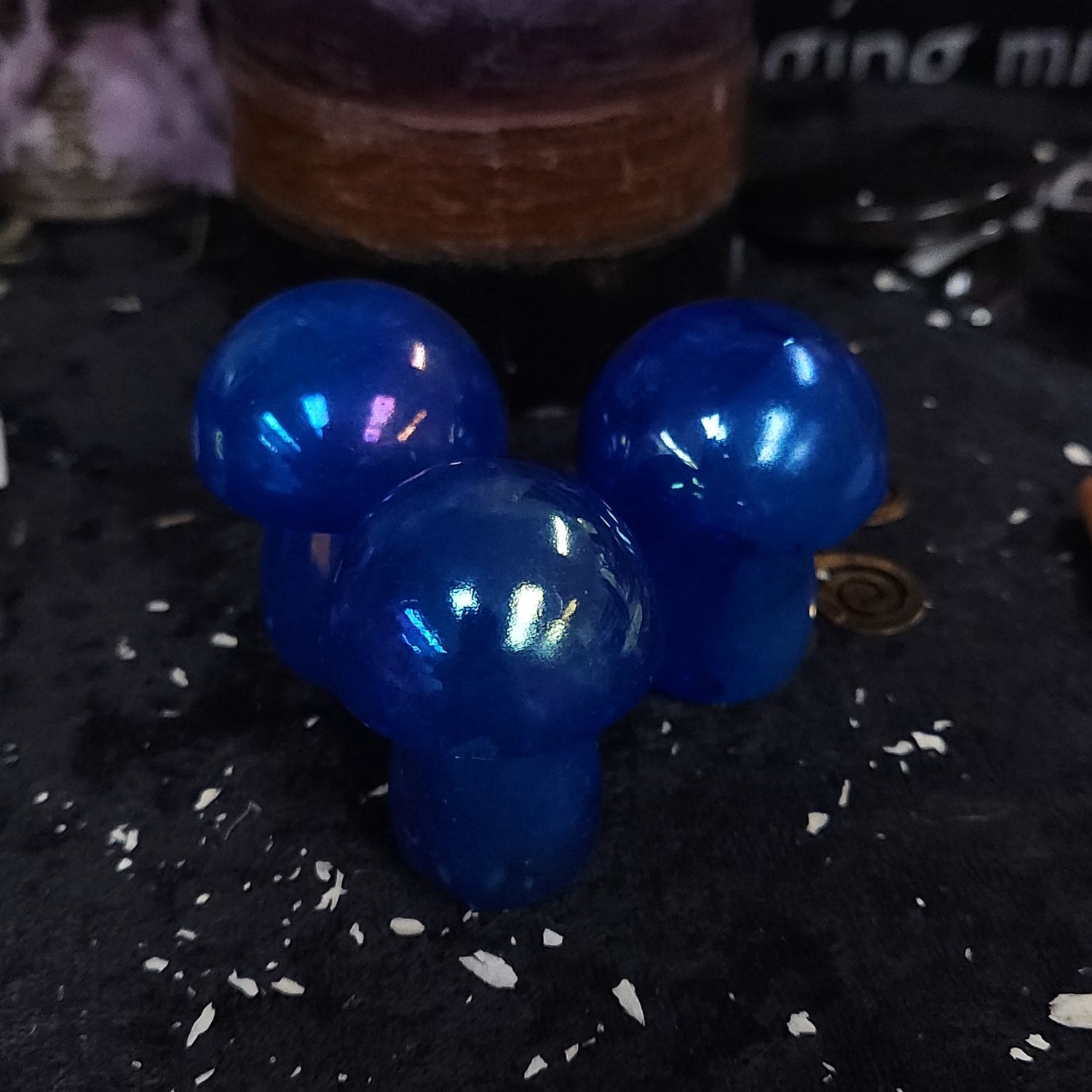 Aura Glass Mushroom (2"), Color: Dark Blue