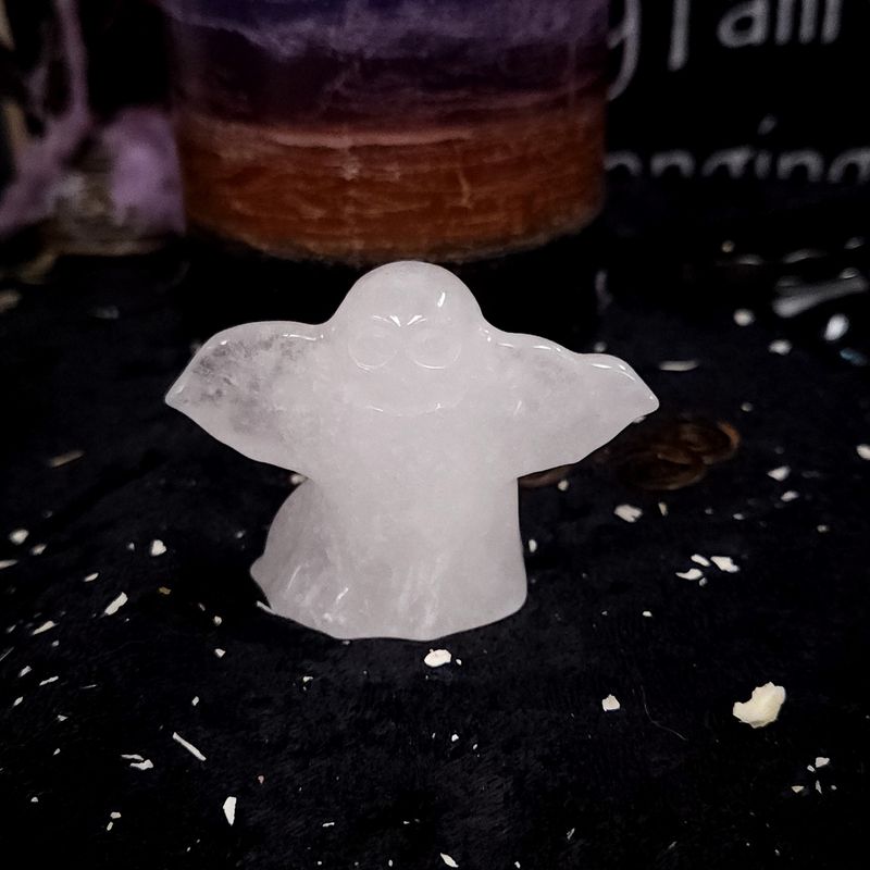 Clear Quartz Ghost Carving — 1.75"