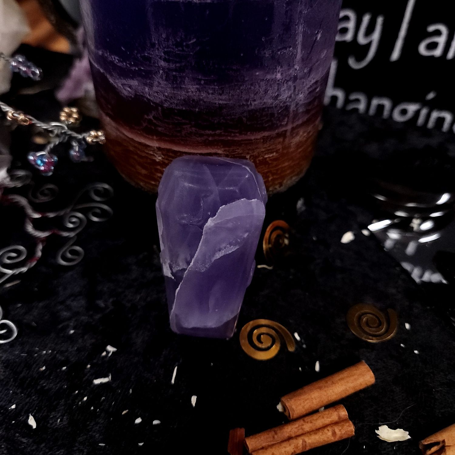 Crystal Coffin Carving — Sword Motif Crystal Coffin Carving — Sword Motif, Crystal: Fluorite