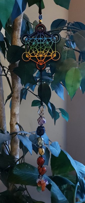 Metatron's Cube Wall Hanging with Chakra Stones