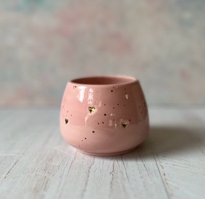 Mate/pocillo corazones oro