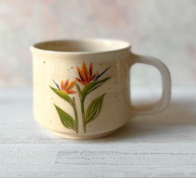Taza flor pajarito