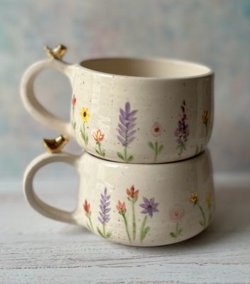 Kit x 2 Taza de té con detalles en oro