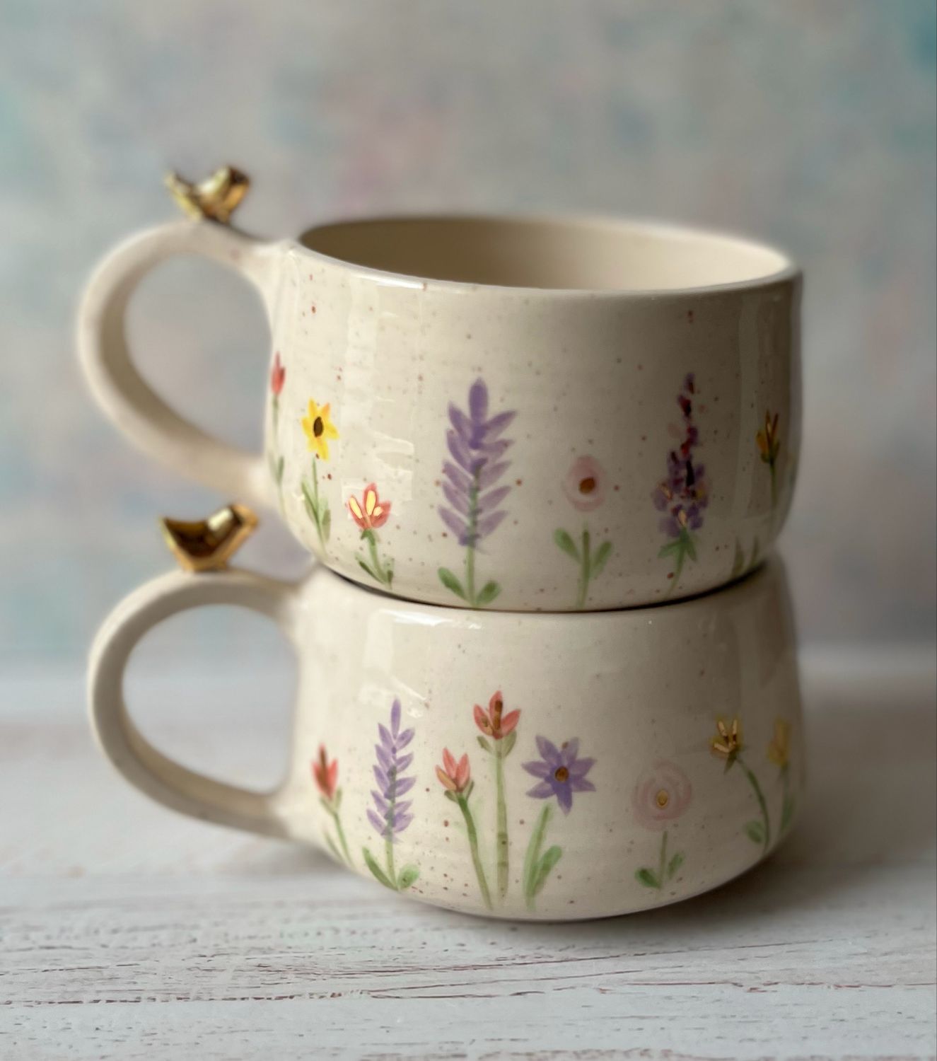 Kit x 2 Taza de té con detalles en oro