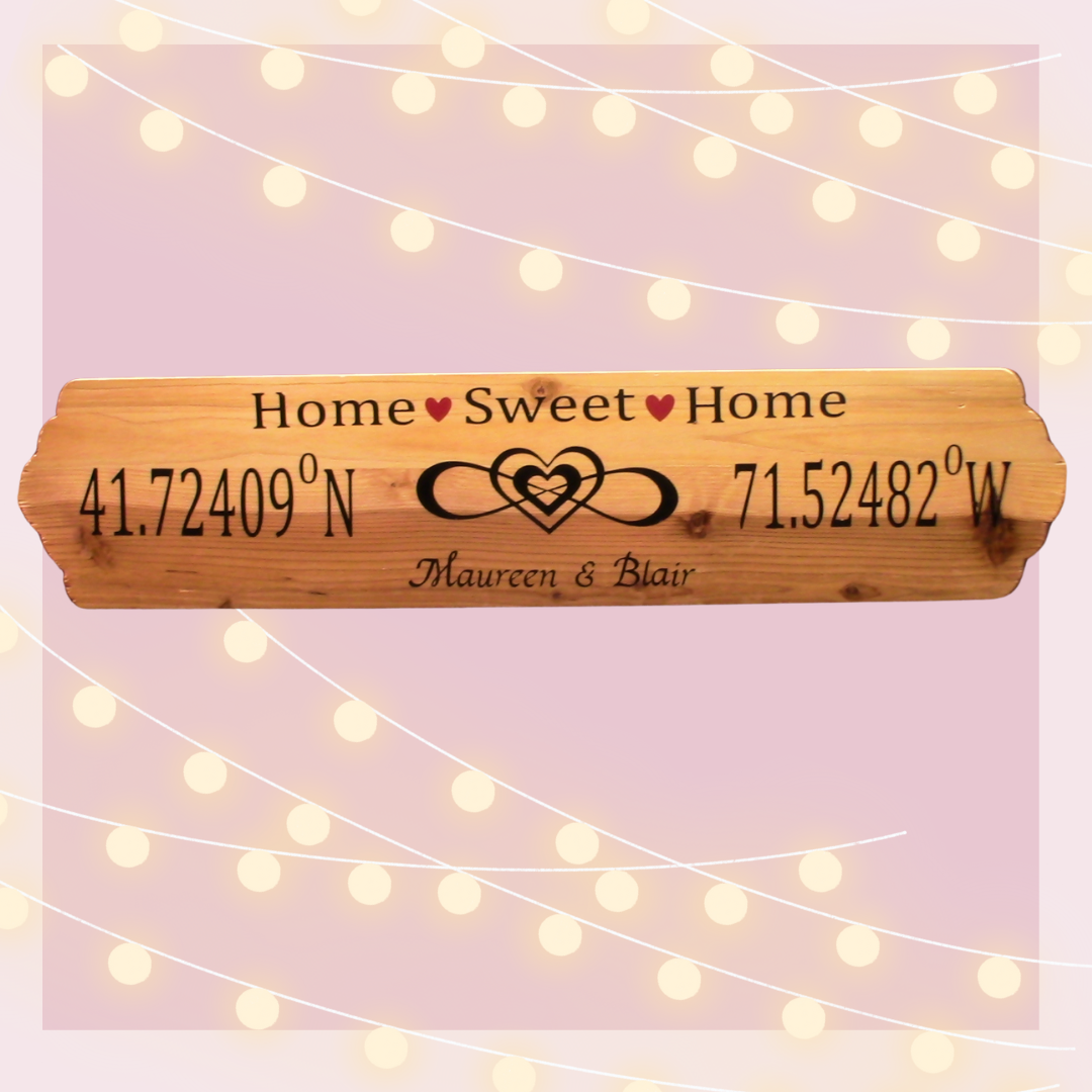 Custom Wedding Themed Latitude/Longitude Sign