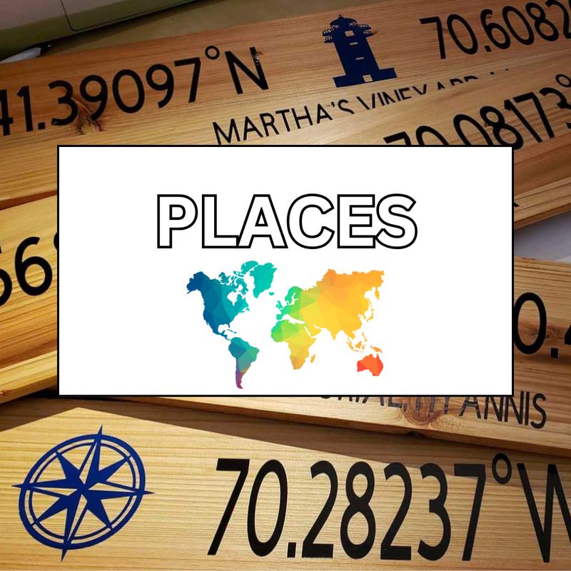 Places/Travel Themed Latitude/Longitude Sign