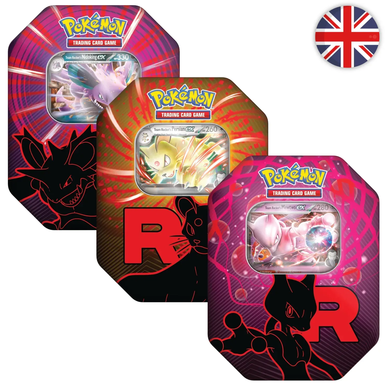 🟣[𝗣𝗥𝗘𝗖𝗢] Pokémon (EN) - Pokébox Fall EX Tin (set de 3, Mewtwo, Nidoking et Persian)