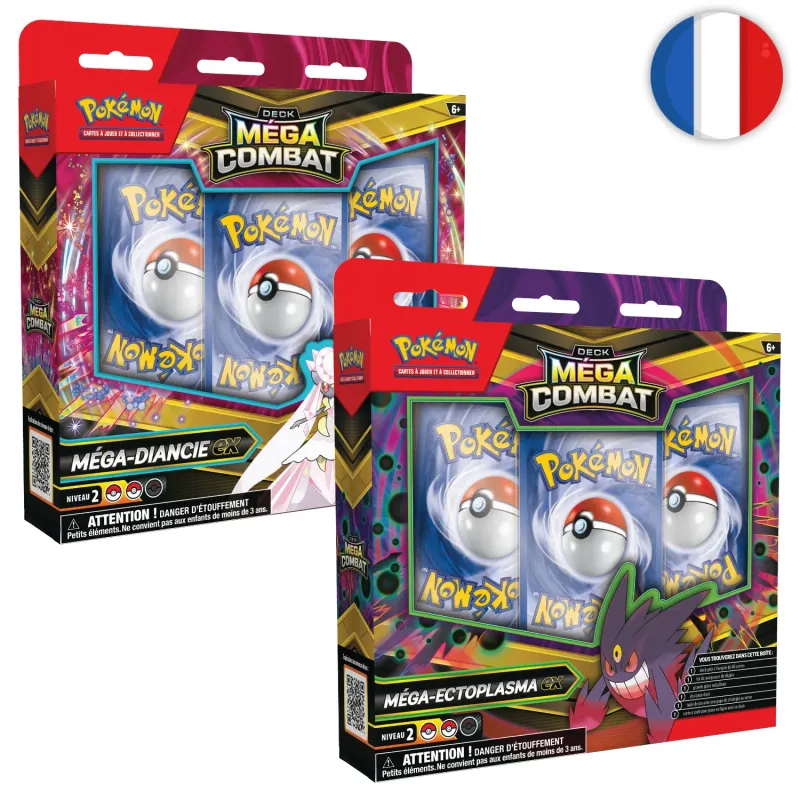 🟣[𝗣𝗥𝗘𝗖𝗢] Pokémon (FR) - Deck Méga-Combat - Méga-Ectoplasma et Méga-Diancie (set de 2)
