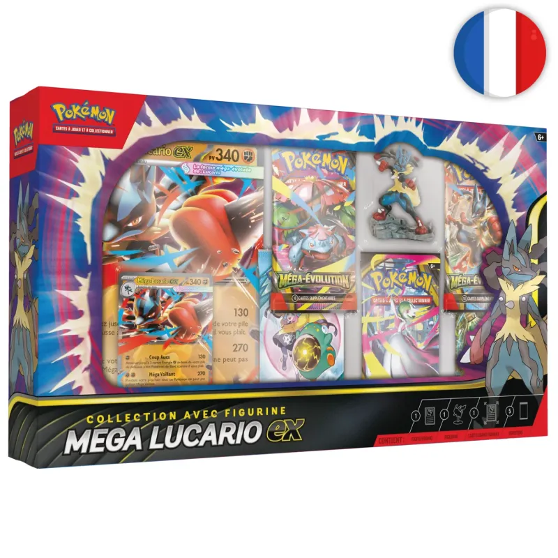 🟣[𝗣𝗥𝗘𝗖𝗢] Pokémon (FR) - Collection avec figurine Méga-Lucario-EX