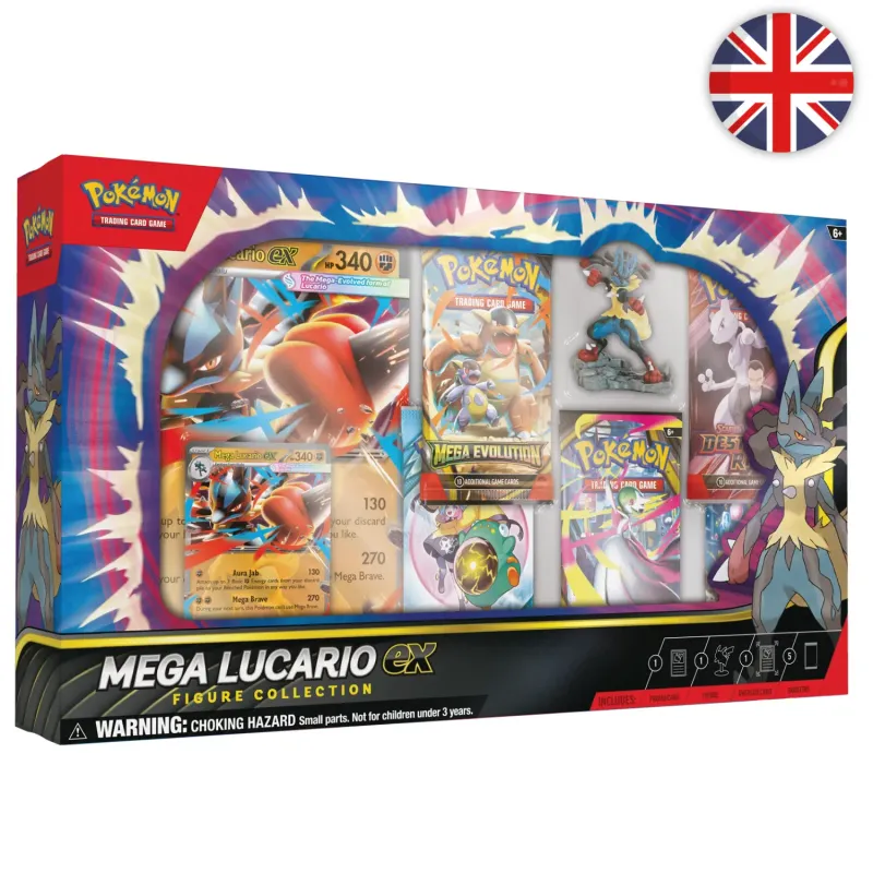 🟣[𝗣𝗥𝗘𝗖𝗢] Pokémon (EN) - Collection avec figurine Méga-Lucario-EX