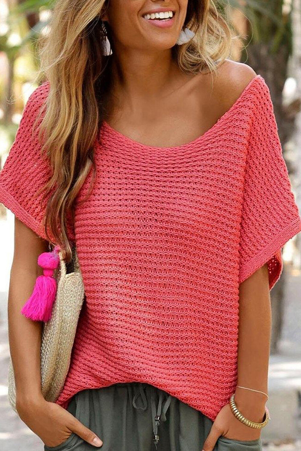 Rib-Knit Batwing Sweater