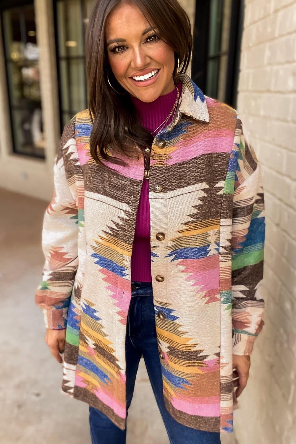 Aztec Print Shacket