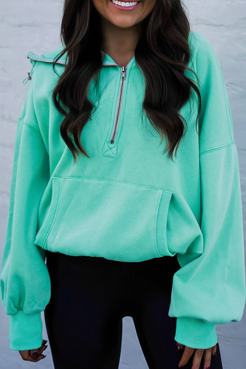 Mint Green Half-Zip Hoodie
