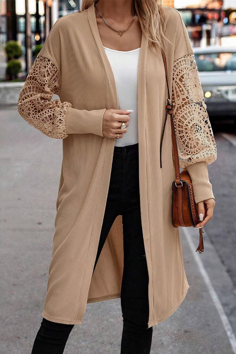 Lace Sleeve Duster Cardigan