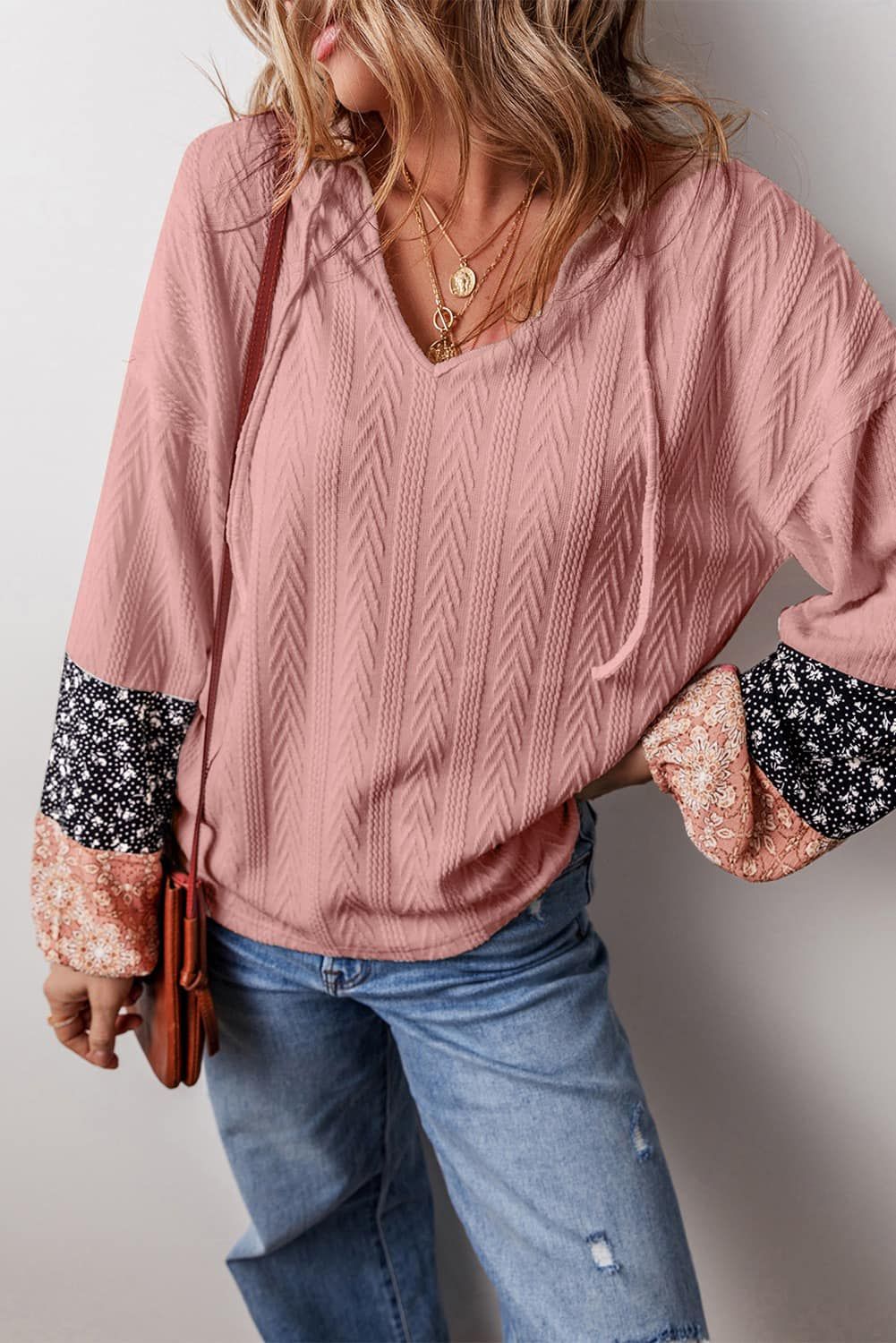 Patchwork Sleeve Pullover