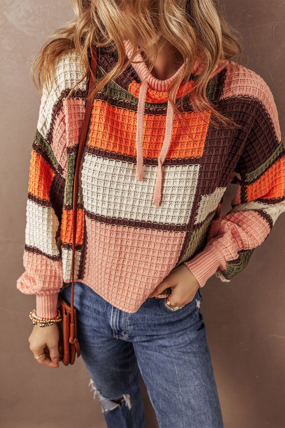 Waffle-Knit Fall Sweater