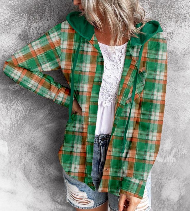Hooded Plaid Shacket