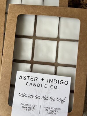 Aster + Indigo Candle Co. Rain on an Old Tin Roof