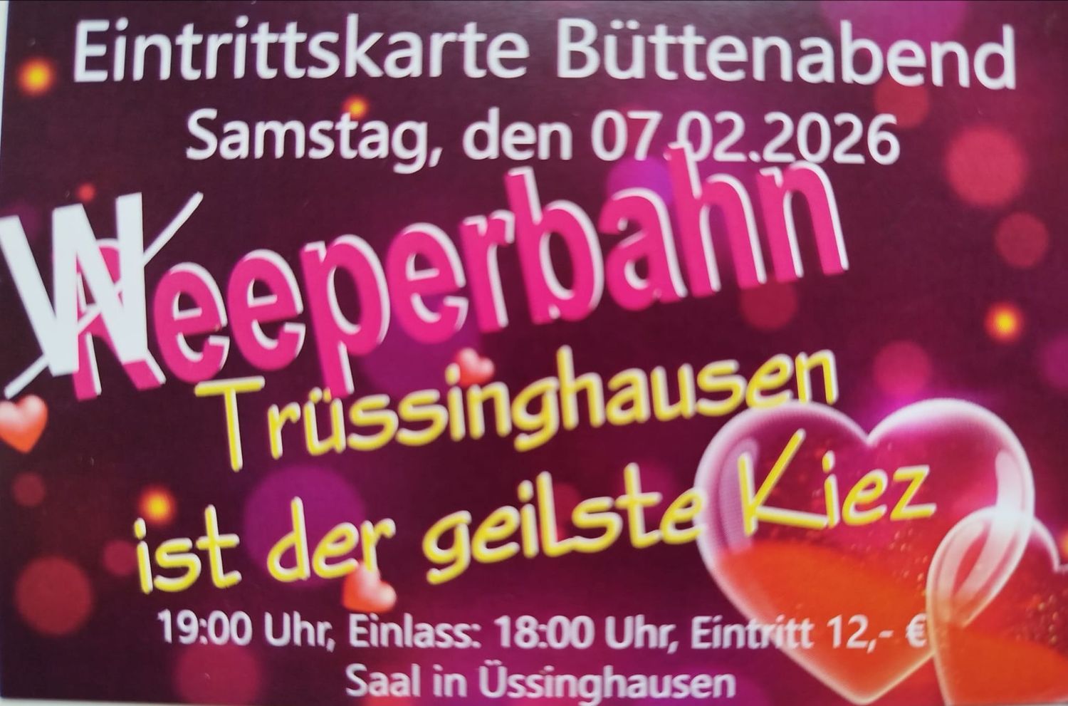 Eintrittskarte Büttenabend Sa 07.02.26