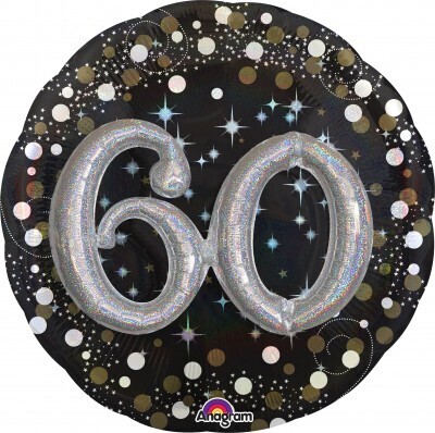 MULTI-BALLOON HOLOGRAPHIC SPARKLING BIRTHDAY 60